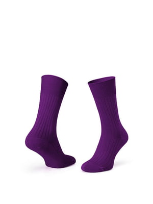 Шкарпетки фіолетові Viola ribbed з полосою з мерсирізованого хлопку | 6764389