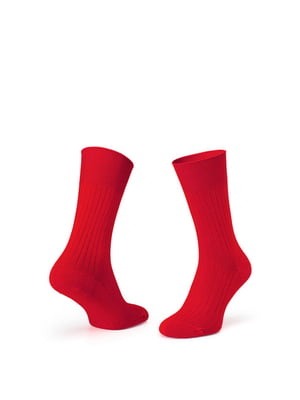 Шкарпетки червоні Ciliegia ribbed з полосою з мерсирізованого хлопку | 6764394