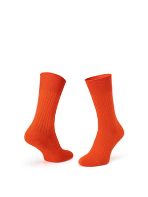 Шкарпетки оранжеві Zucca ribbed з полосою з мерсирізованого хлопку | 6764397