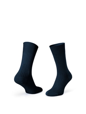 Шкарпетки сині Oltremare ribbed з полосою з мерсирізованого хлопку | 6764518