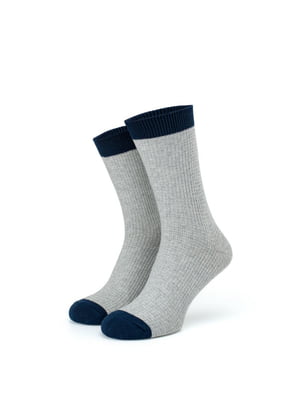 Шкарпетки з чесаної бавовни "соти" темно-сірі | 6764597