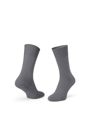 Шкарпетки з полосою з мерсеризованої бавовни сірі | 6764617