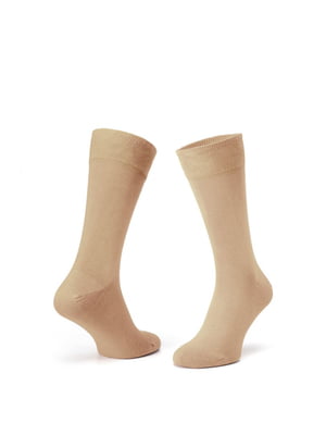 Шкарпетки гладкі з мерсеризованої бавовни бежеві | 6764631