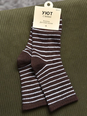 Шкарпетки коричневого кольору в смужку | 6768553