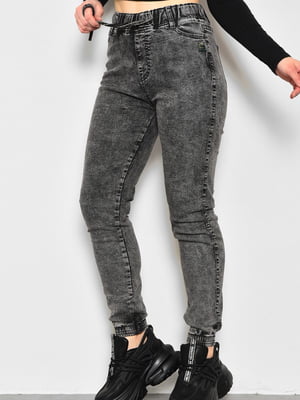Сірі джинсові джогери з еластичним поясом на кулісі | 6768987