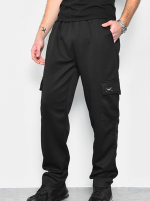 Чорні напівбатальні штани з накладними кишенями | 6769000