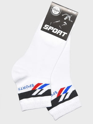 Шкарпетки спортивні білого кольору з принтом | 6769210