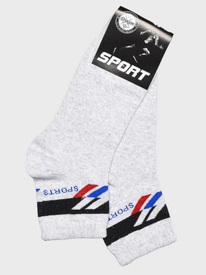 Шкарпетки спортивні світло-сірого кольору розмір з принтом | 6769211
