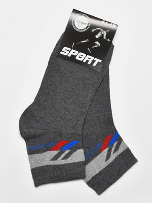 Шкарпетки спортивні сірого кольору з принтом | 6769212