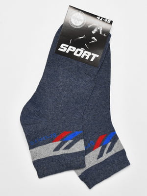 Шкарпетки спортивні синього кольору з принтом | 6769215