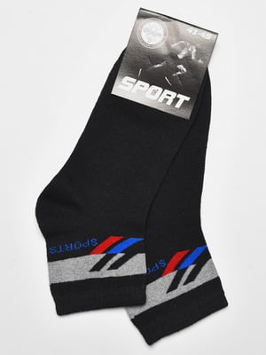Шкарпетки спортивні чорного кольору з принтом | 6769216