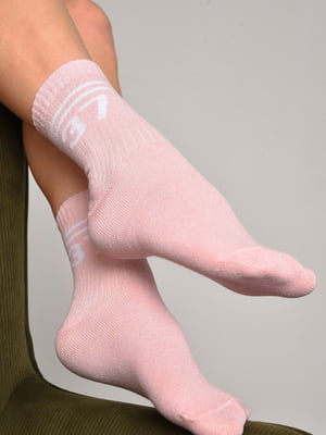 Шкарпетки спортивні рожевого кольору з принтом | 6769226