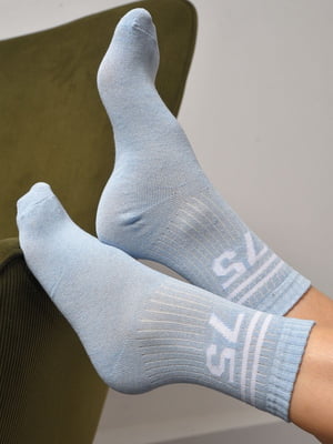 Шкарпетки спортивні блакитного кольору розмір з принтом | 6769227