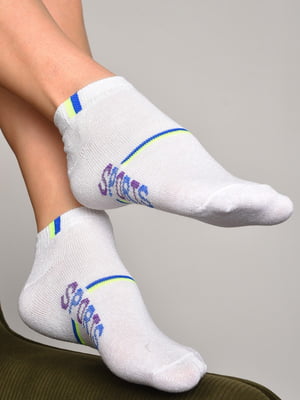Шкарпетки спортивні білого кольору з принтом | 6769228