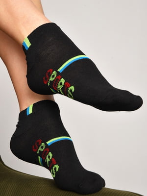 Шкарпетки спортивні чорного кольору з принтом | 6769235