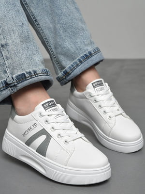Кросівки білого кольору на шнурівці | 6769270
