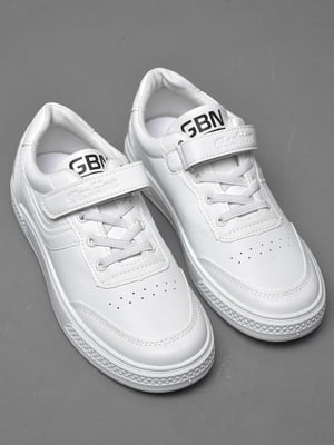 Кросівки білого кольору на ліпучці та шнурівці | 6769500