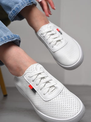 Мокасини білого кольору на шнурівці | 6769586