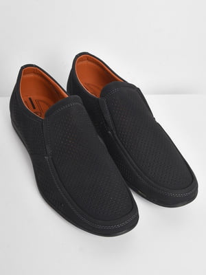 Перфоровані чорні туфлі з еластичними вставками | 6769620