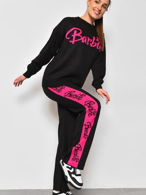 Чорно-рожевий костюм з написами Barbie: джемпер і штани вільного фасону | 6769773