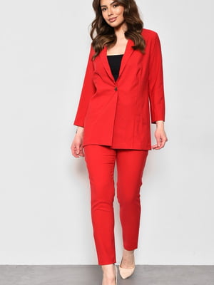Червоний класичний костюм: жакет і укорочені штани | 6769776