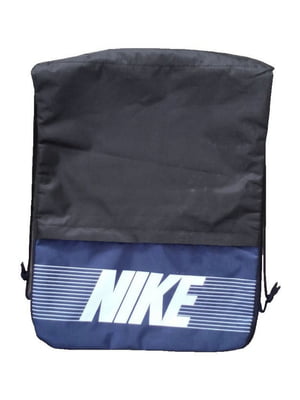 Рюкзак-мішок для взуття з розширенням і кишенею чорно-синій | 6766355