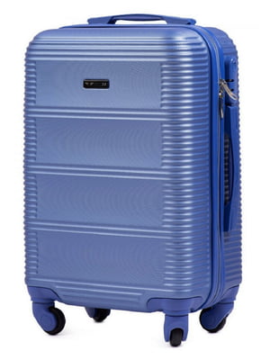 Маленька синя дорожня пластикова валіза на 4-х колесах (45 л) | 6766389