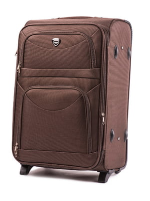 Велика тканинна валіза коричневого кольору на 2-х колесах | 6766397