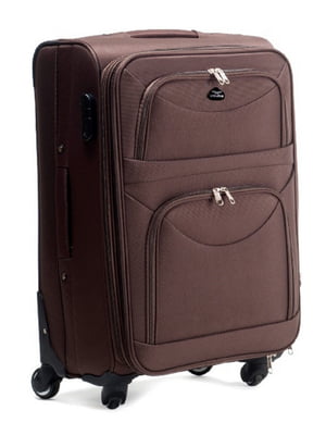 Велика тканинна валіза коричневого кольору на 4-х колесах | 6766398