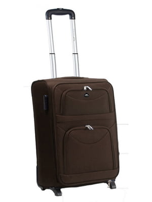 Мала тканинна валіза коричневого кольору на 2-х колесах | 6766403