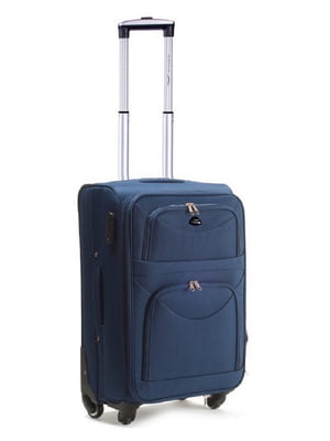Мала тканинна валіза темно-синя на 4-х колесах | 6766407