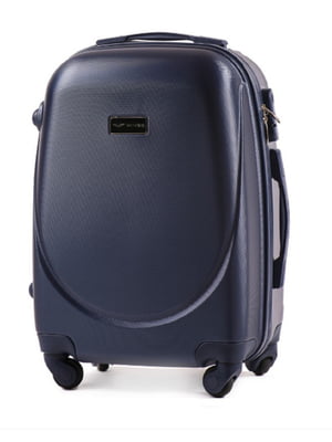 Маленька темно-синя дорожня пластикова валіза на 4-х колесах (45 л) | 6766411