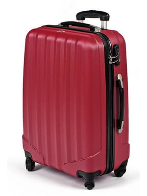 Велика пластикова валіза бордового кольору | 6766425