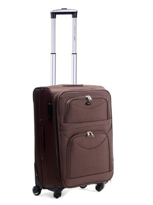 Мала тканинна валіза коричневого кольору на 4-х колесах | 6766426