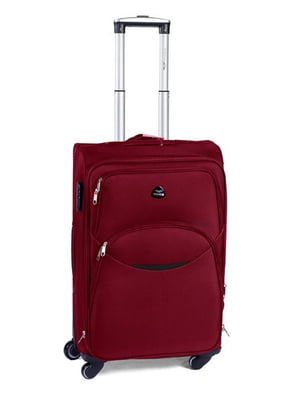 Мала тканинна валіза бордового кольору на 4-х колесах | 6766427