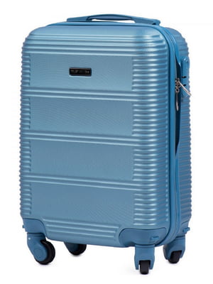 Сріблясто-синя дорожня пластикова валіза маленького розміру на 4-х колесах (28 л) | 6766434