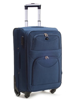 Тканинна валіза середнього розміру темно-синя на 4-х колесах | 6766449