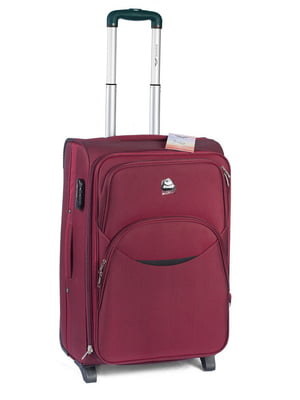 Мала тканинна валіза бордового кольору на 2-х колесах | 6766460