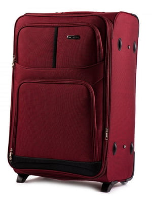 Велика тканинна валіза  бордового кольору на 2-х колесах | 6766462