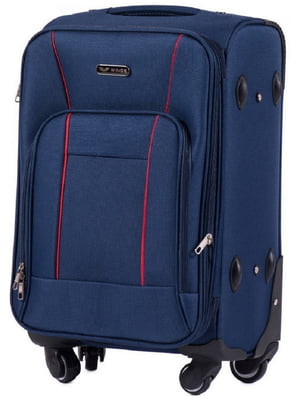 Мала тканинна валіза темно-синього  кольору на 4-х колесах | 6766472