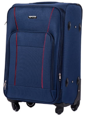 Тканинна валіза середнього розміру синього кольору на 4-х колесах | 6766477