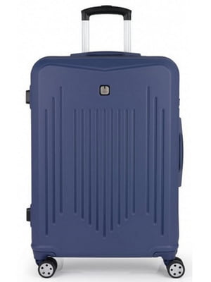 Середня пластикова валіза синього кольору | 6766586
