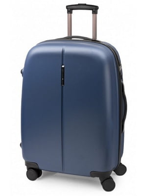 Середня пластикова валіза синього кольору | 6766601