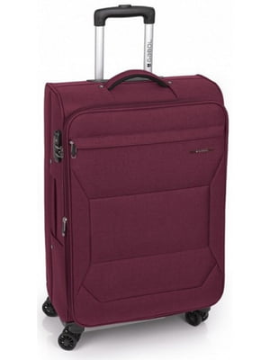 Середня текстильна валіза бордового кольору | 6766610