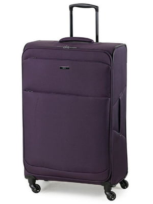 Велика тканинна валіза темно-фіолетового кольору на 4-х колесах | 6766677