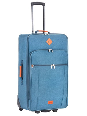 Тканинна валіза середнього розміру синя на 4-х колесах | 6766685