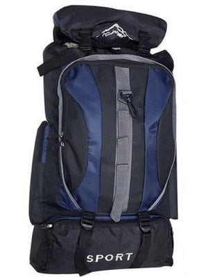 Рюкзак похідний Sports fashion 60х38х20 чорно-темно-синій | 6766706