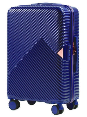 Середня синя дорожня пластикова валіза на 4-х колесах (60 л) | 6766754