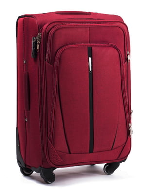 Велика тканинна валіза бордового кольору на 4-х колесах | 6766758