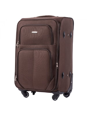 Велика тканинна валіза коричневого кольору на 4-х колесах | 6766761